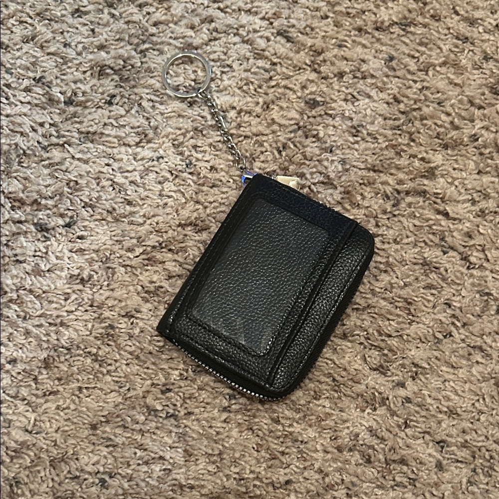 Black Leather Keychain Wallet